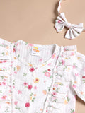 TINY TIGGY Floral 100% Cotton Baby Girl Romper with Headband Set