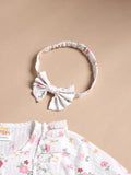 TINY TIGGY Floral 100% Cotton Baby Girl Romper with Headband Set