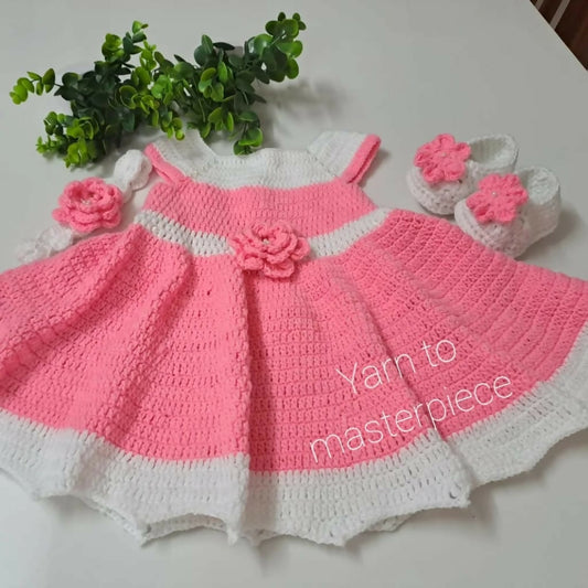 Dress your baby girl in adorable style with our Frock/Dress, Band, and Booties Set – perfect for comfort and charm on any occasion.