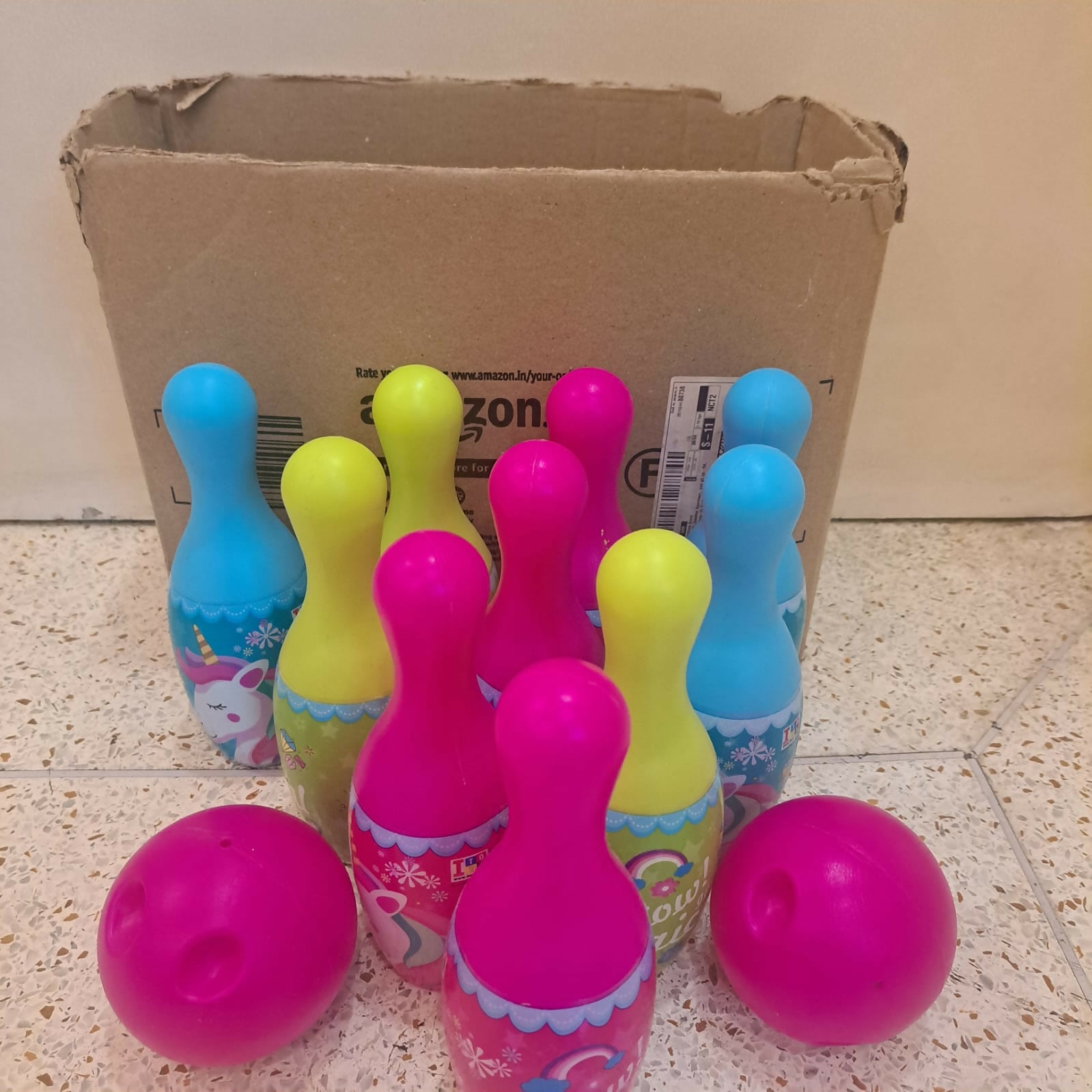 Honey Bee Bowling Set – 6 Pins with 2 Balls / Unicorn Bowling Set Combo