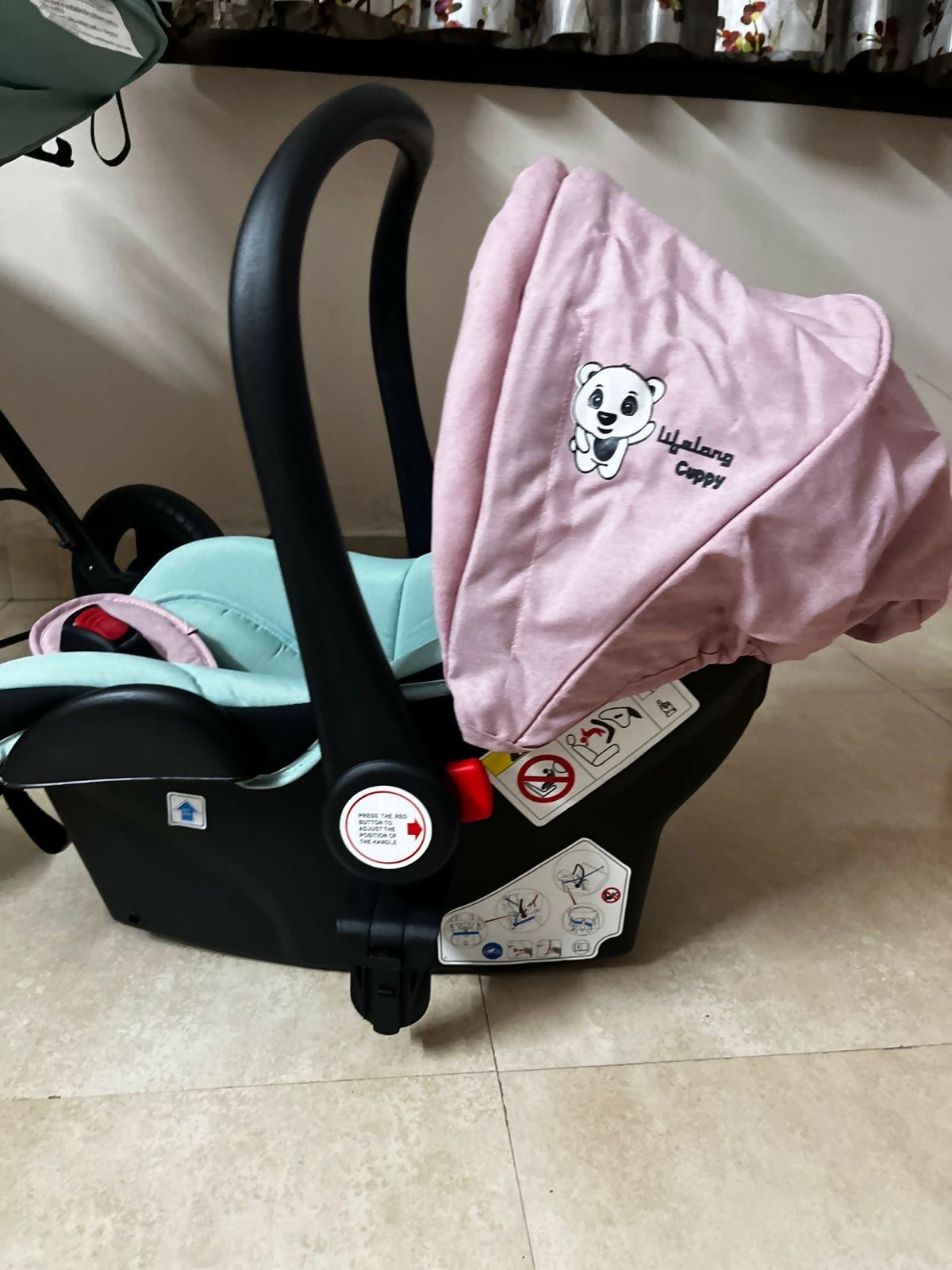 LIFELONG Baby Stroller/Pram, Pink & green/ Travel system with car seat
