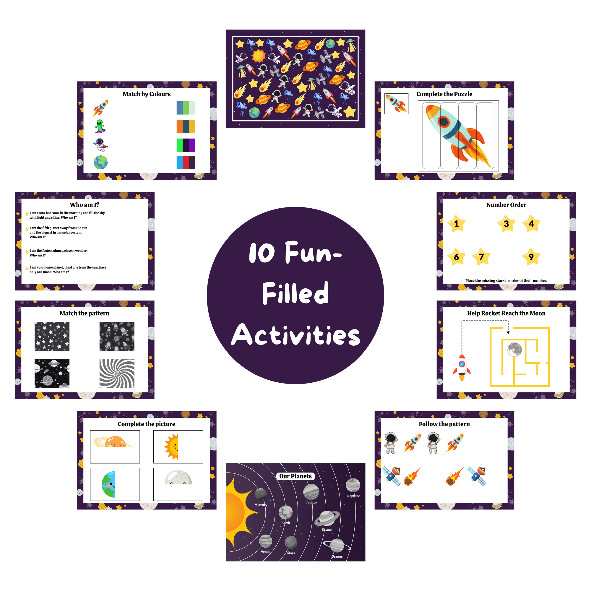 The activities help improve motor skills, cognitive skills, basic literacy, and memorization.