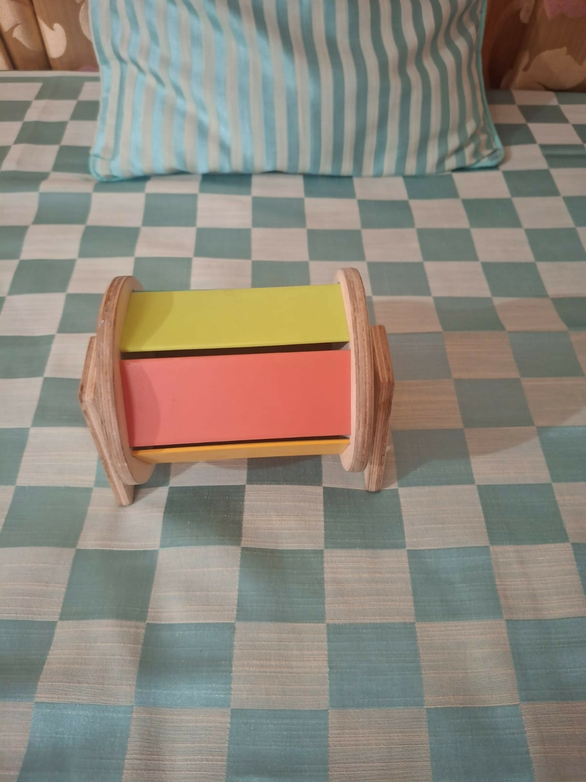 Curious cub spinning drum