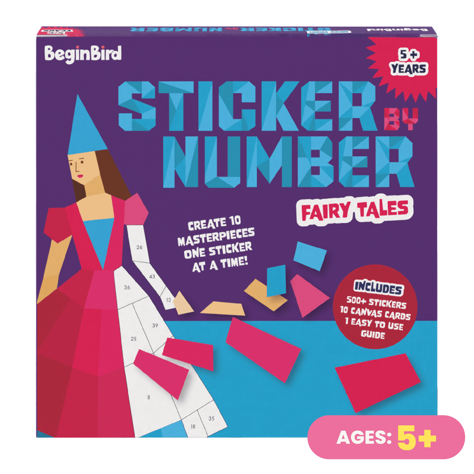 BeginBird Sticker by Number Fairy Tales kit packaging with a fairy design.