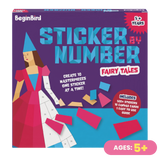 BeginBird Sticker by Number Fairy Tales kit packaging with a fairy design on a purple and blue background.