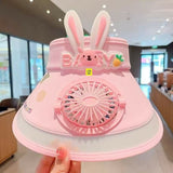 Cute Cartoon Stylish Sun Visor Cap with Fan