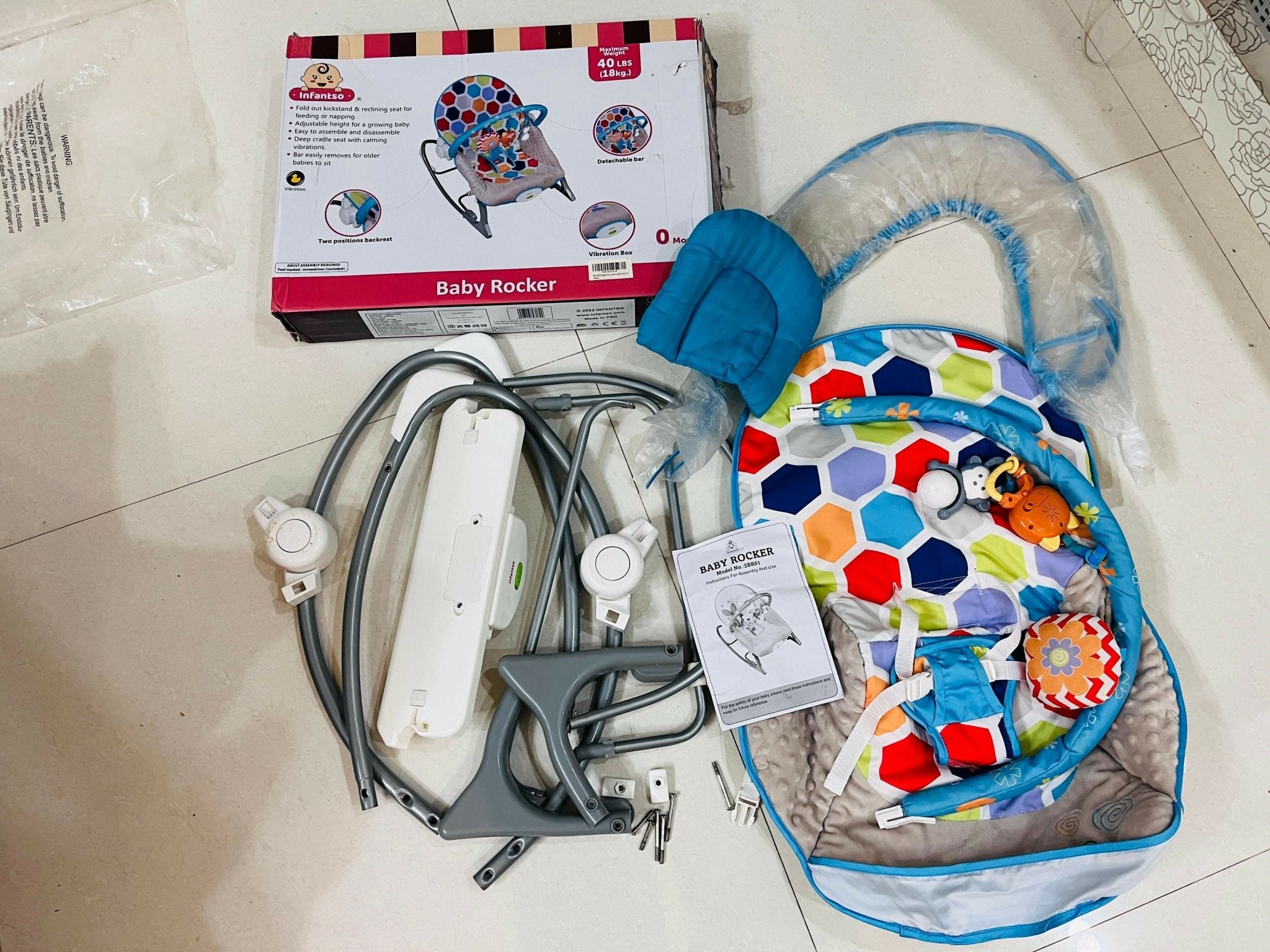 INFANTSO Baby Rocker & Bouncer with Mosquito Net