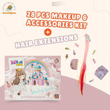 ILEARNGROW 28 pcs Makeup & Accessories Kit + Hair Extensions