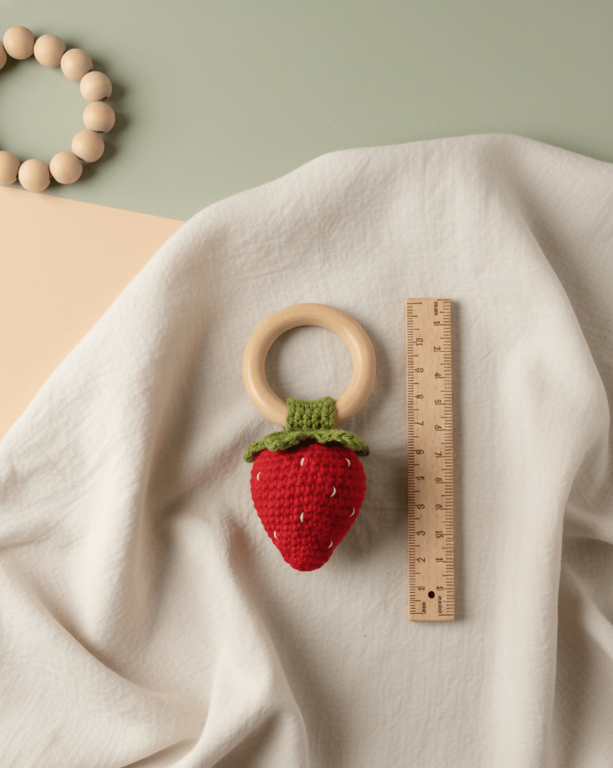 Strawberry rattle for baby