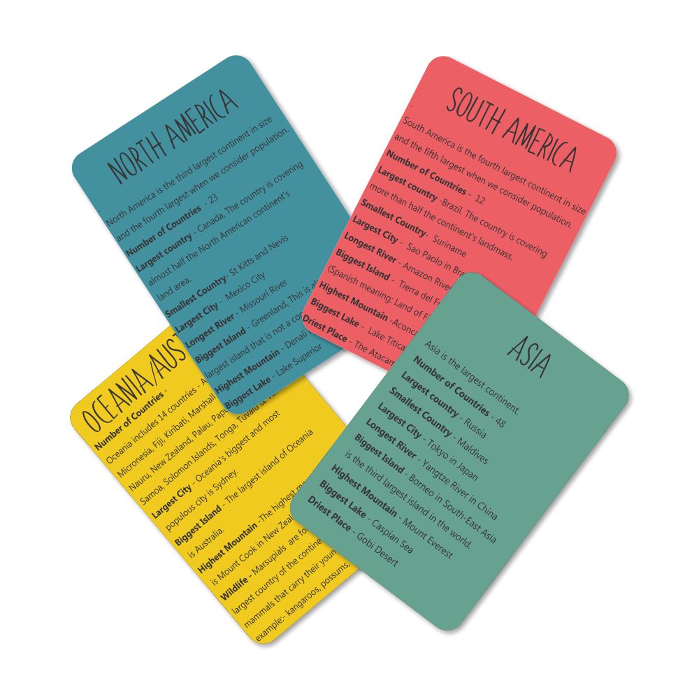 ZOOPLAY World Continents and Oceans Flahscards