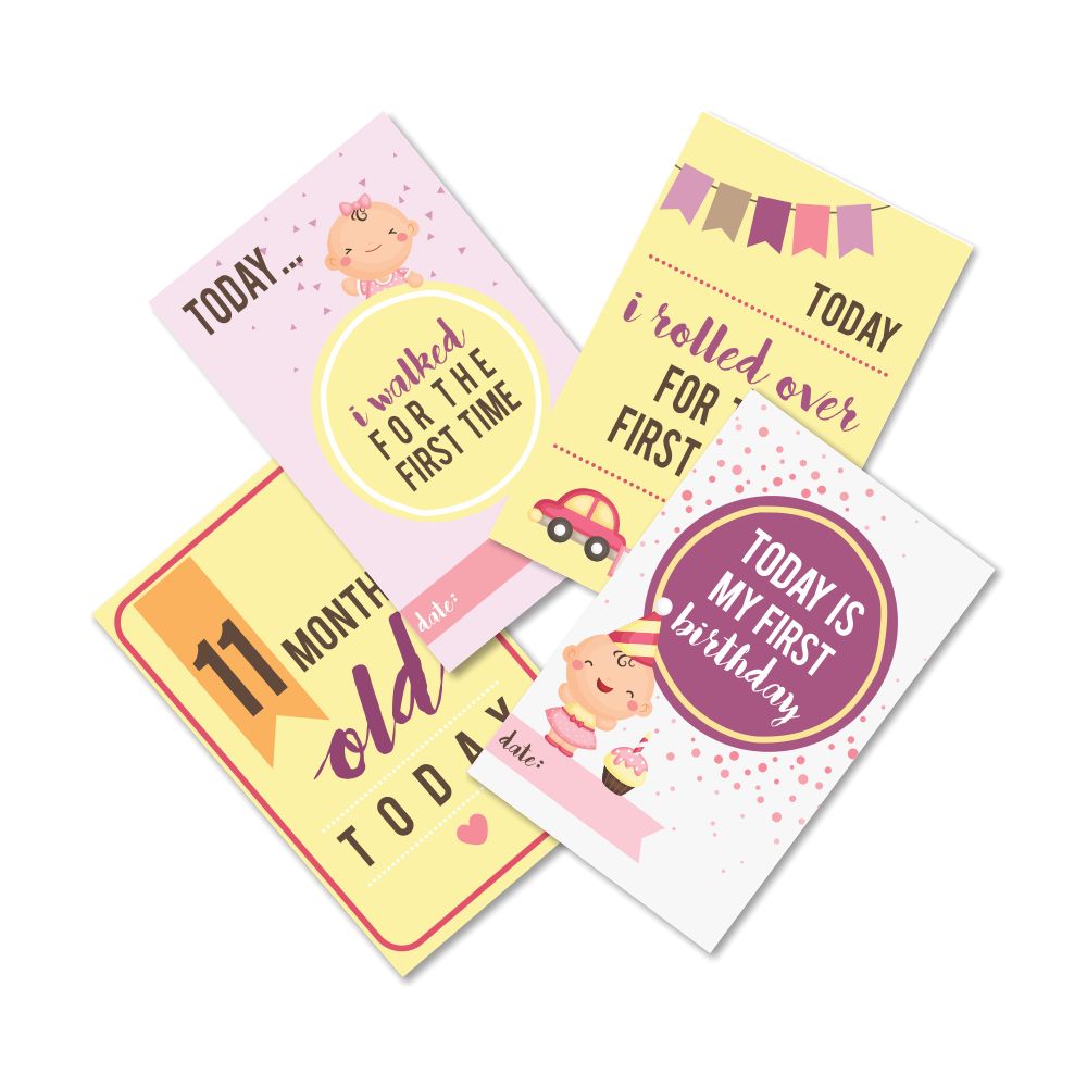 ZOOPLAY Baby Girl Milestone Cards - Pack of 24