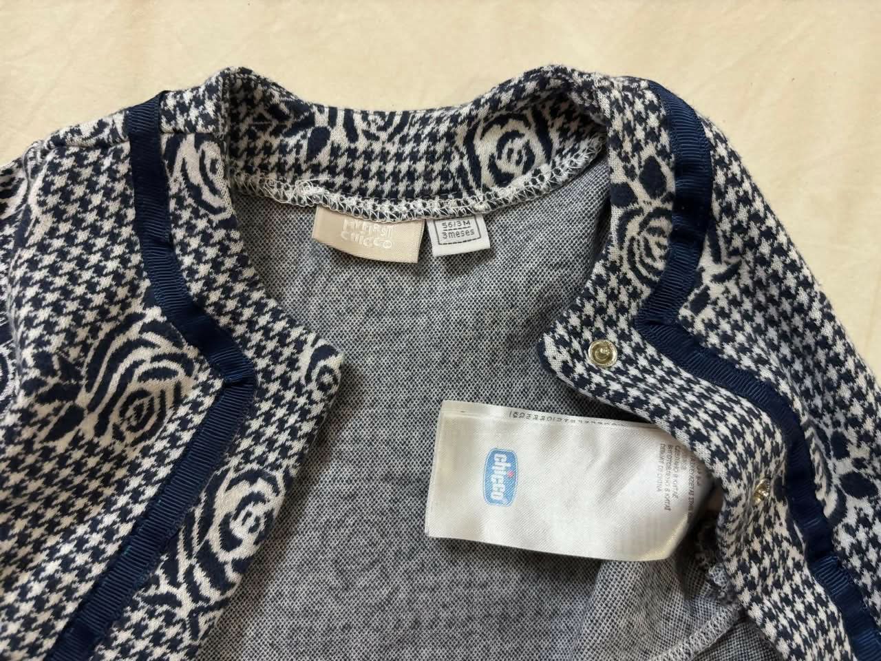 CHICCO baby jacket – stylish self-design, soft stretchable fabric, perfect for infants.