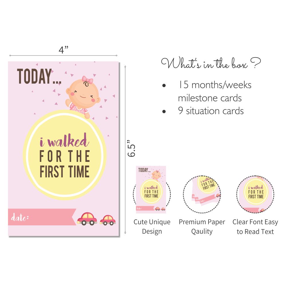 ZOOPLAY Baby Girl Milestone Cards - Pack of 24