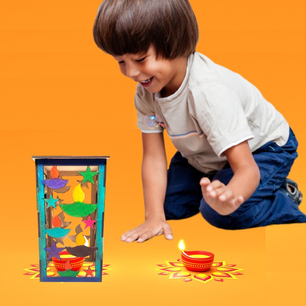 ZOOPLAY Kids' DIY DIwali Wooden Lantern Making Kit