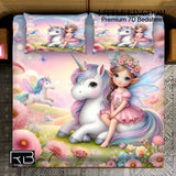 Unicorn and fairy-themed bedding set