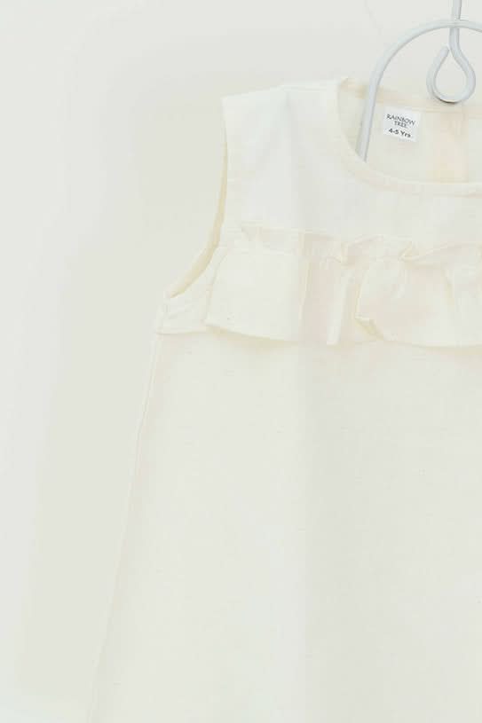 Discover girls' 100% cotton white umbrella top, featuring soft fabric and a stylish umbrella design for comfort and trendy style.