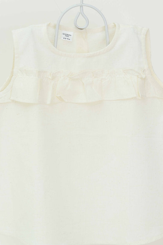 Discover girls' 100% cotton white umbrella top, featuring soft fabric and a stylish umbrella design for comfort and trendy style.