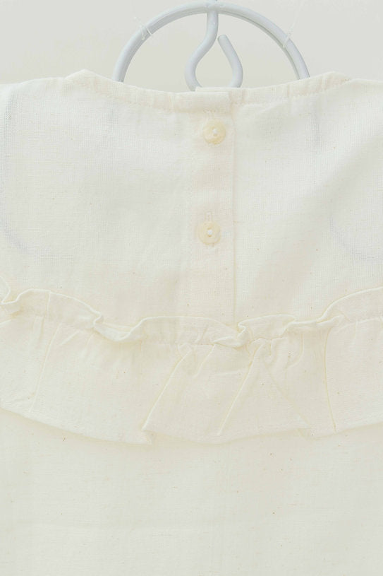 Discover girls' 100% cotton white umbrella top, featuring soft fabric and a stylish umbrella design for comfort and trendy style.