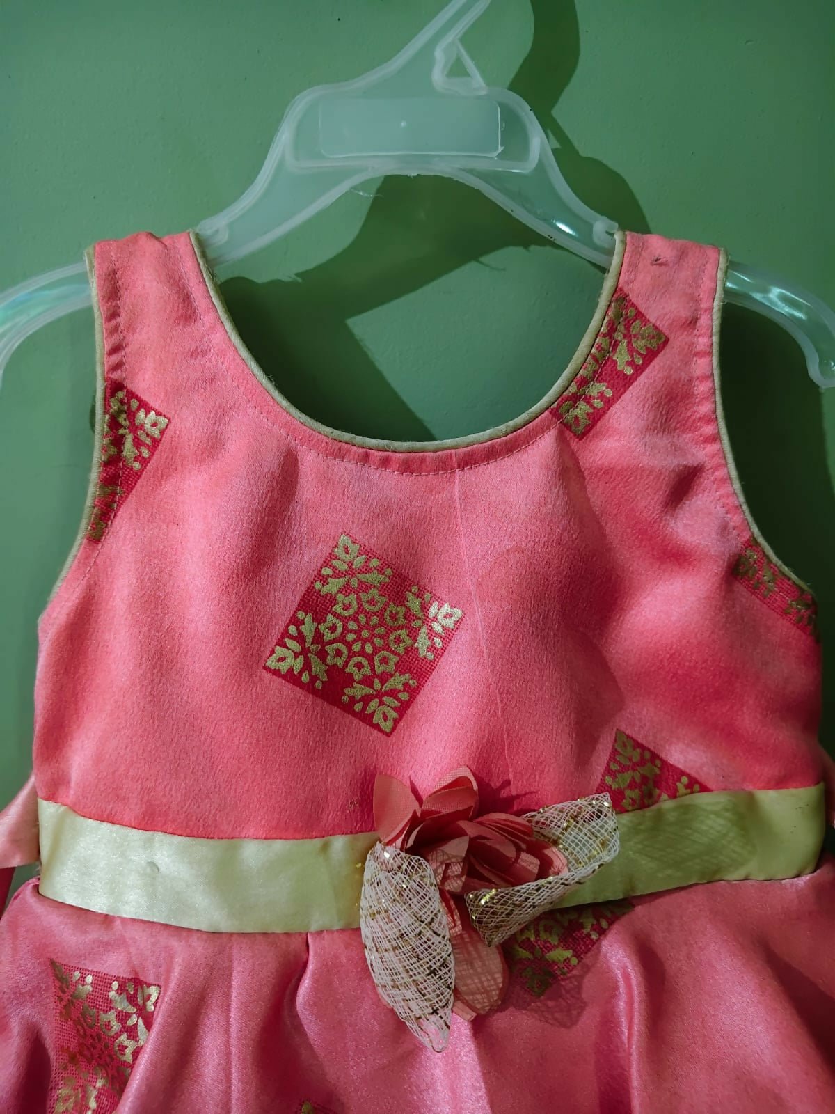 DOLLY BE Girls Frock (Shiny Orange Digital Print)