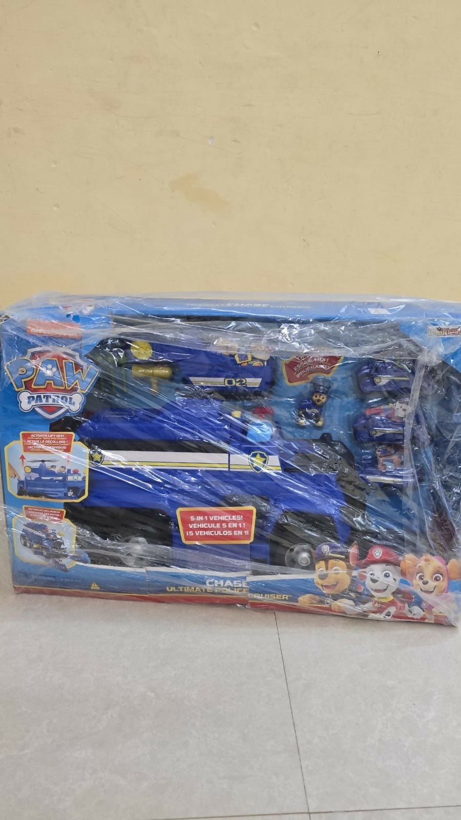 PAW Patrol Chase's 5-in-1 Ultimate Police Cruiser toy vehicle with transforming play modes, lights, sounds, interactive features, and durable construction for imaginative rescue adventures.