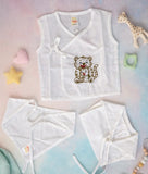 TINY TIGGY Embroidered Premium Cotton Baby Jhabla with 2 Nappies
