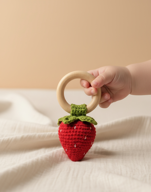 Strawberry rattle for baby