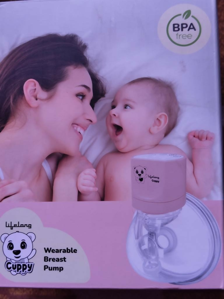 LIFELONG Cuppy LLBBP01 wearable breast pump – hands-free, BPA-free, and efficient with 3 pumping modes.