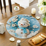 Round decorative mat with a snowman design