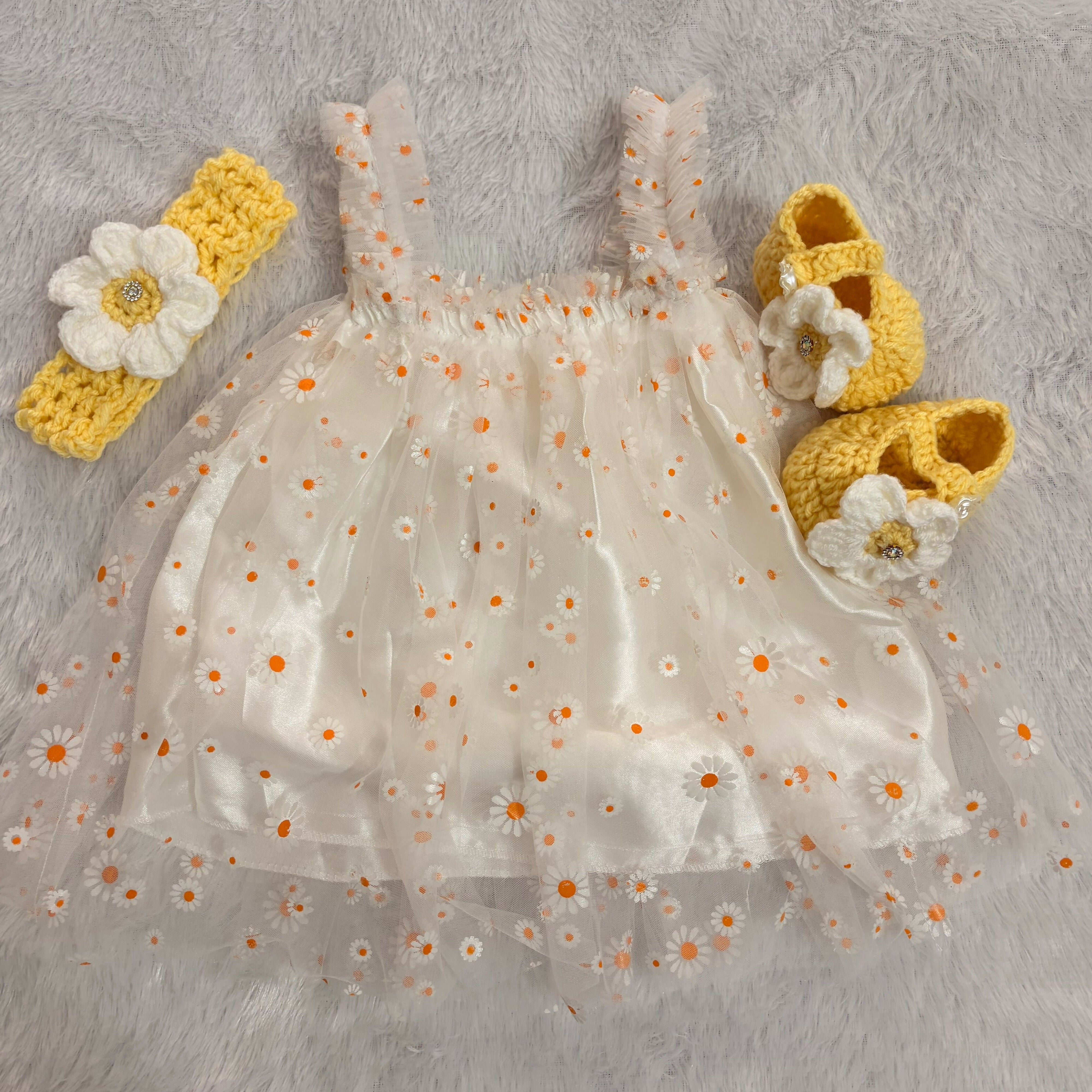 Crochet Baby Dress And Shoes - Main Image