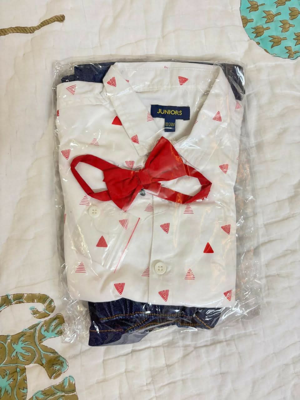 JUNIORS by Lifestyle boys shirt, bow tie & jeans set – brand new, size 18–24 months, fits up to 3 yrs.