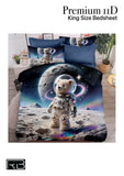 Bed sheets with astronaut bear design