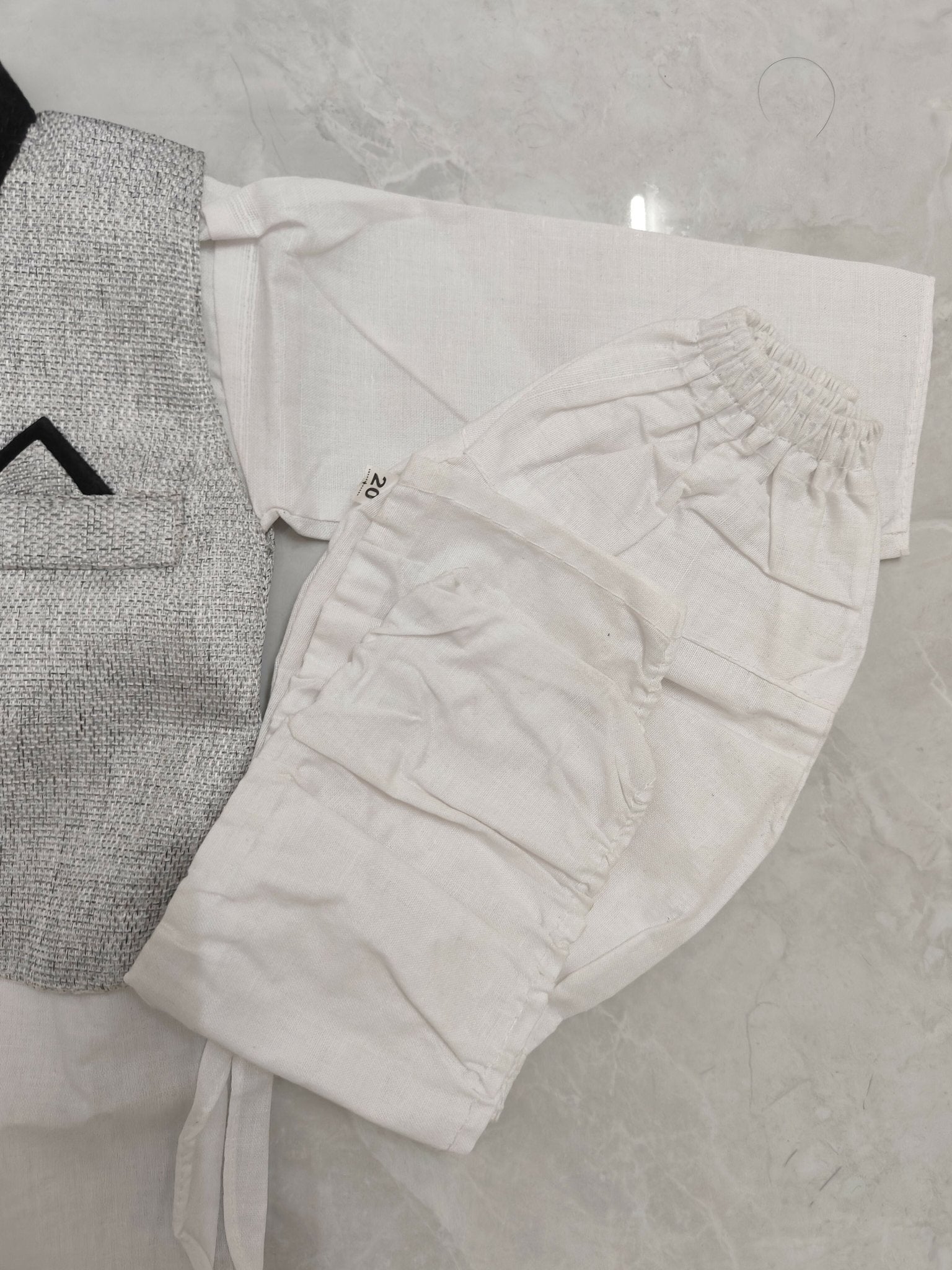 Cotton Black and White Indian Suit with Nehru Jacket