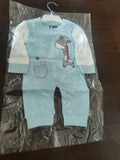 Children's light blue romper with a donkey design