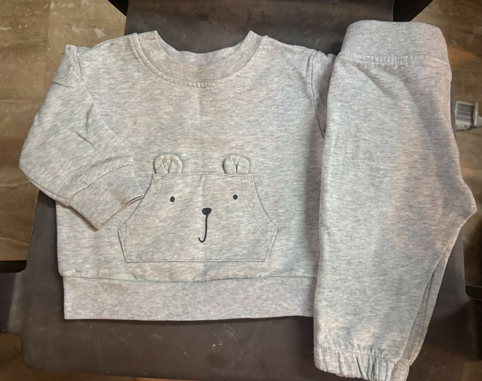 BABY GAP marl grey sweatshirt and joggers set featuring soft comfortable fabric, coordinated design, relaxed fit, and everyday style for playtime, outings, and casual wear.