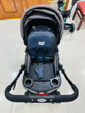 LuvLap baby stroller with lightweight foldable design, reclining seat, adjustable canopy, 5-point safety harness, smooth wheels, and storage basket for comfortable travel with babies and toddlers.