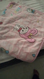 Baby blanket in pink with cute print, soft cozy fabric, lightweight feel, and comfortable warmth for newborns, babies, and everyday use.