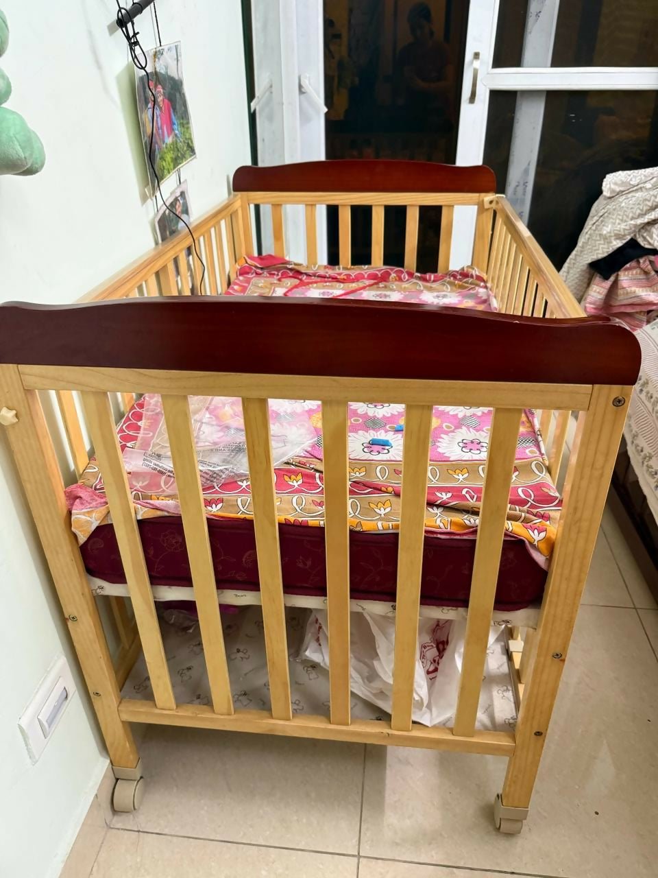 BABYHUG Hamilton wooden cot/crib with sturdy wooden construction, spacious storage drawer, comfortable mattress, protective side rails, and a durable design for newborns and growing babies.