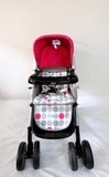 Babyhug Reversible Handle Baby Stroller Pram B118 with reclining seat, reversible handle, 5-point safety harness, protective canopy, smooth wheels, and foldable design for comfortable everyday outings with babies and toddlers.