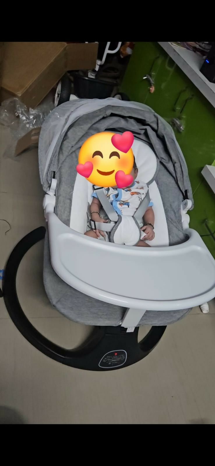 FAB N FUNKY Electric Baby Cradle Swing with gentle automatic swinging, comfortable padded seat, safety harness, soothing music, sturdy frame, and breathable design to keep babies relaxed and comfortable.