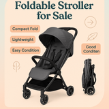 KIDILO one-click foldable baby stroller with compact folding design, reclining seat, sturdy wheels, safety harness, and 20 kg weight capacity for comfortable baby travel.