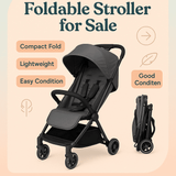 KIDILO one-click foldable baby stroller with compact folding design, reclining seat, sturdy wheels, safety harness, and 20 kg weight capacity for comfortable baby travel.