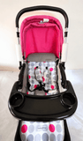 Babyhug Reversible Handle Baby Stroller Pram B118 with reclining seat, reversible handle, 5-point safety harness, protective canopy, smooth wheels, and foldable design for comfortable everyday outings with babies and toddlers.