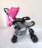 Babyhug Reversible Handle Baby Stroller Pram B118 with reclining seat, reversible handle, 5-point safety harness, protective canopy, smooth wheels, and foldable design for comfortable everyday outings with babies and toddlers.