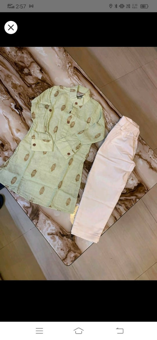 Dress your little one in comfort and style with this set of 2 pure cotton kurta pajama outfits, perfect for any occasion!
