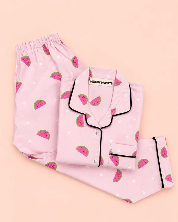 MELLOW Sweet Watermelon night suit with soft comfortable fabric, playful watermelon-themed print, relaxed fit, and cozy comfort for bedtime, sleep, and everyday lounging.