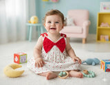 TINY TIGG Baby Sleeveless Bow Dress with Heart Print