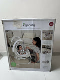 INGENUITY gliding swing and rocker with gentle gliding motion, cushioned seat, safety harness, and soothing design for relaxing, comforting, and entertaining babies.