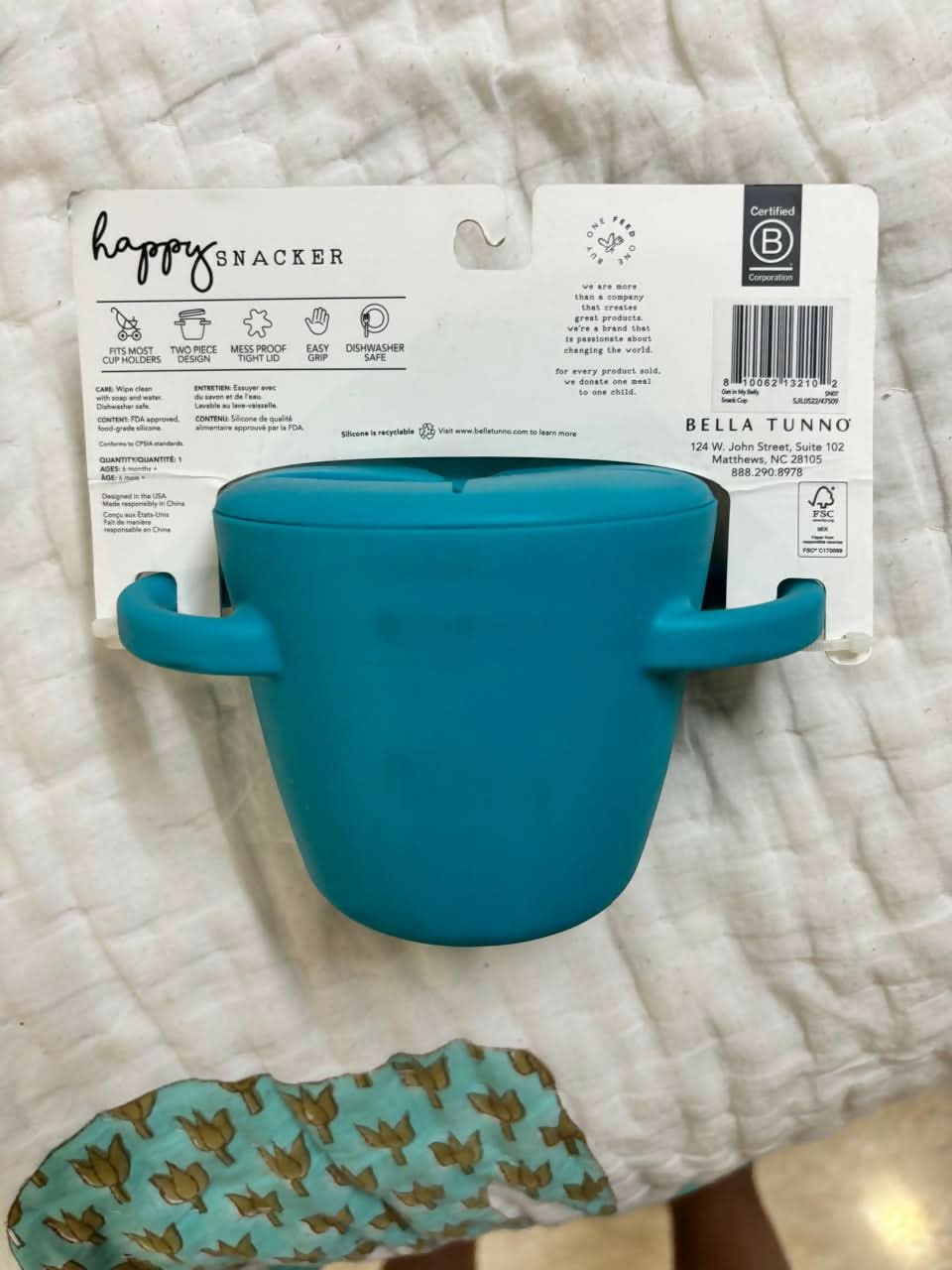 BELLA TUNNO Snack Cup with Lid – Safe, Spill-Proof & Travel-Friendly Baby Snack Container