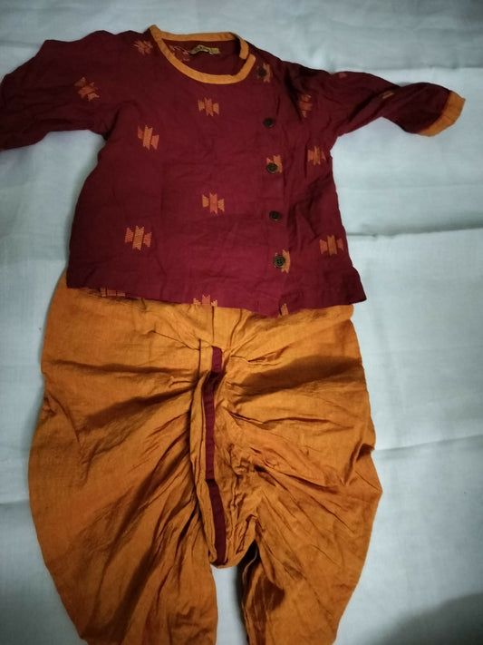 Dress your little prince in elegance with the Tiber Taber Dhoti Kurta Set, offering traditional charm and contemporary style for special occasions.