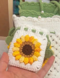 Crochet sunflower pouch